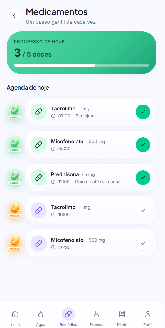 Tela Medicamentos do aplicativo SouRenal